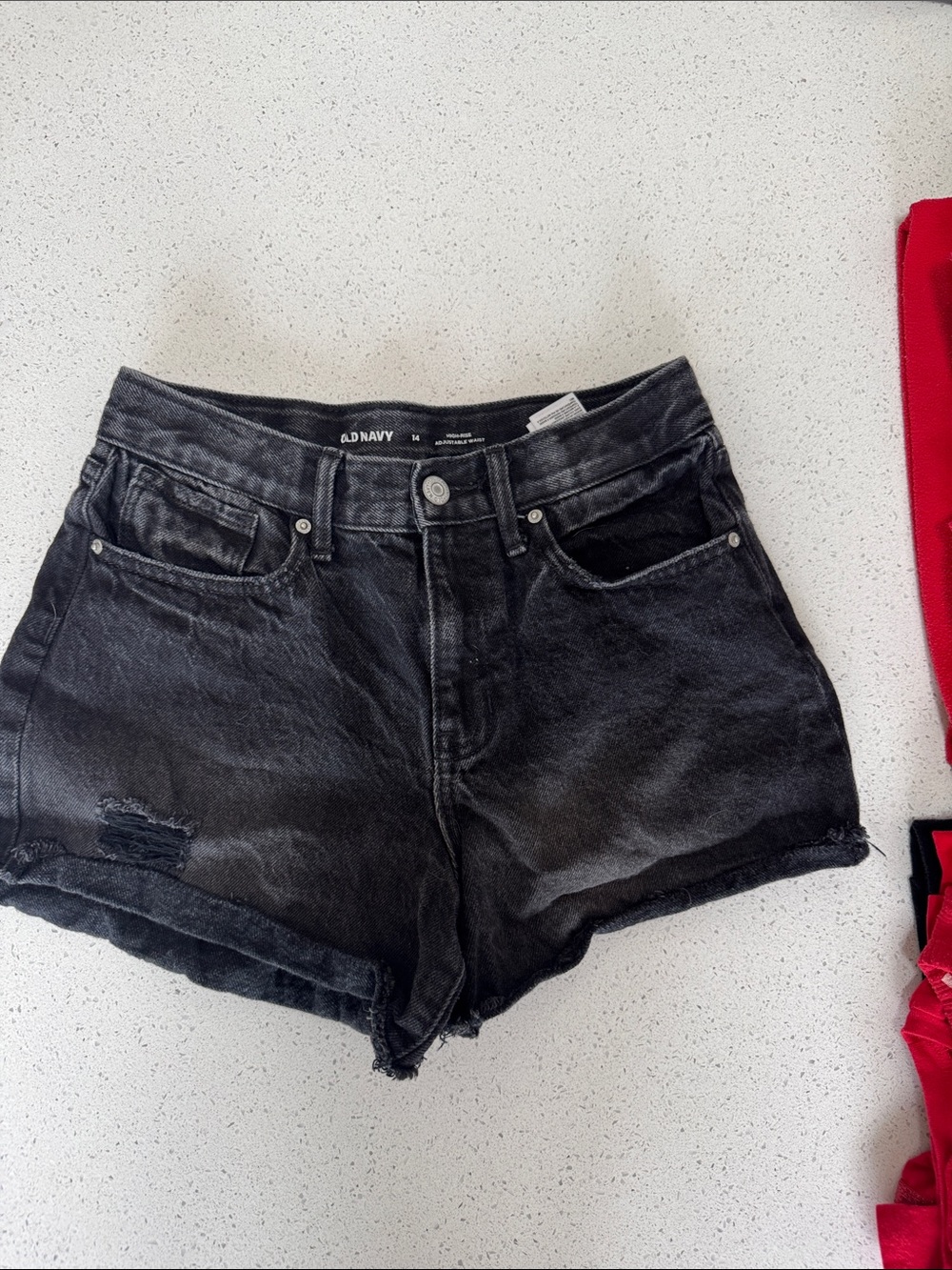 Old Navy Girls Black Washed Denim Cutoff Shorts size 14